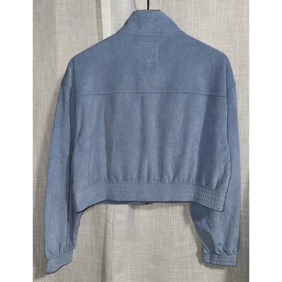 NWT Aerie Groove On Blue Sz M Corduroy Rib Velour Tracksuit Flare Pants Jacket - Picture 3 of 8